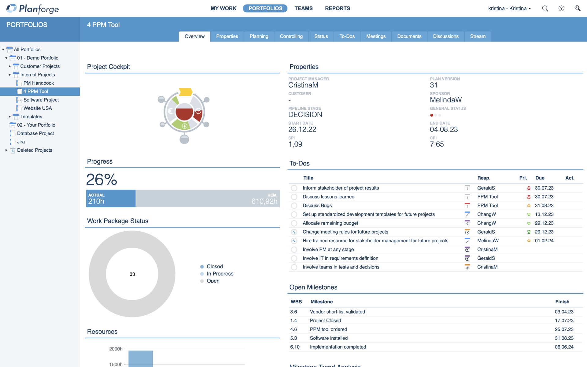 Percentage-of-completion-Progress-Software-Dashboard-by-Planforge