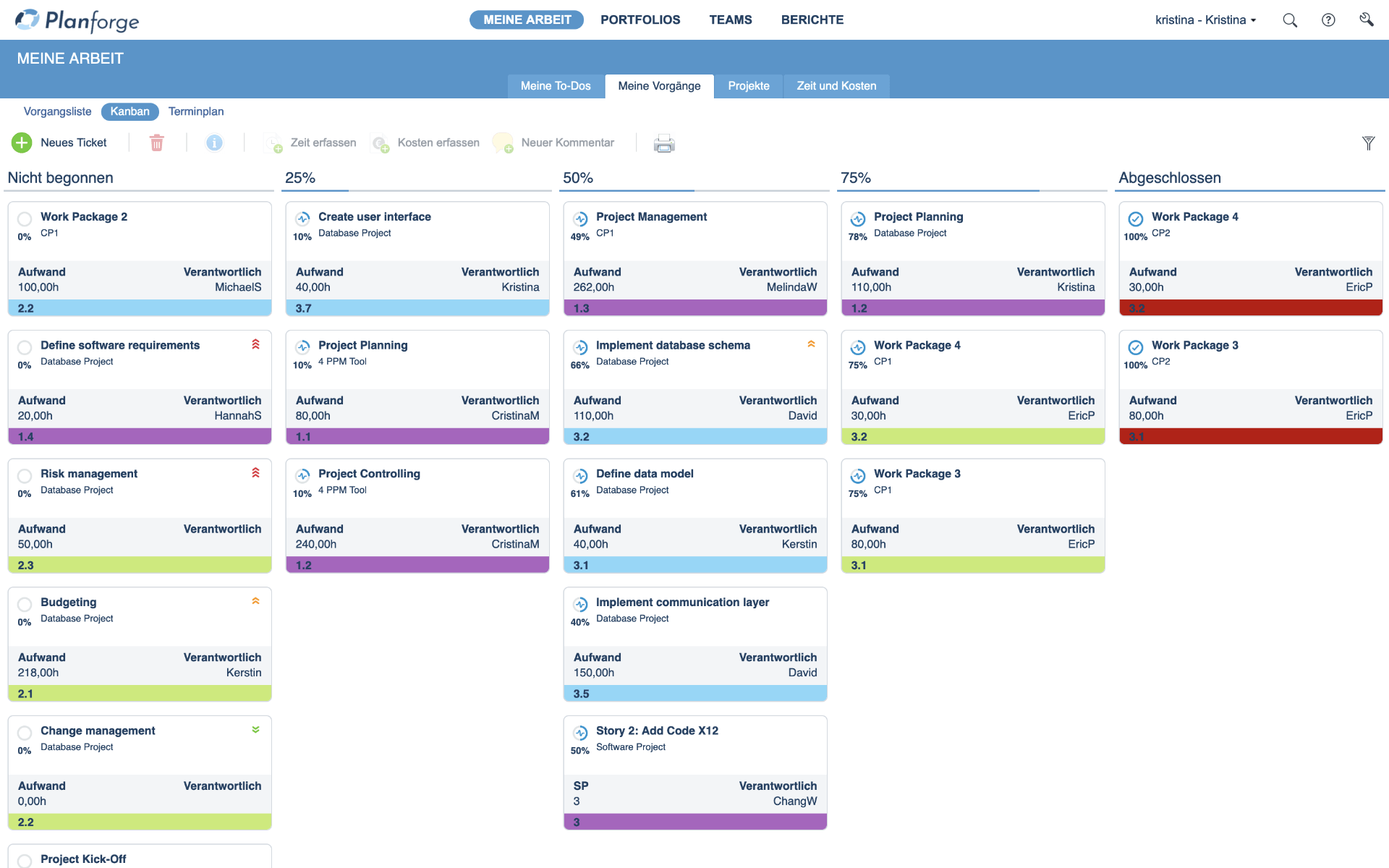 Projektmanagement Meine Arbeit Meine Vorgänge Software von Planforge