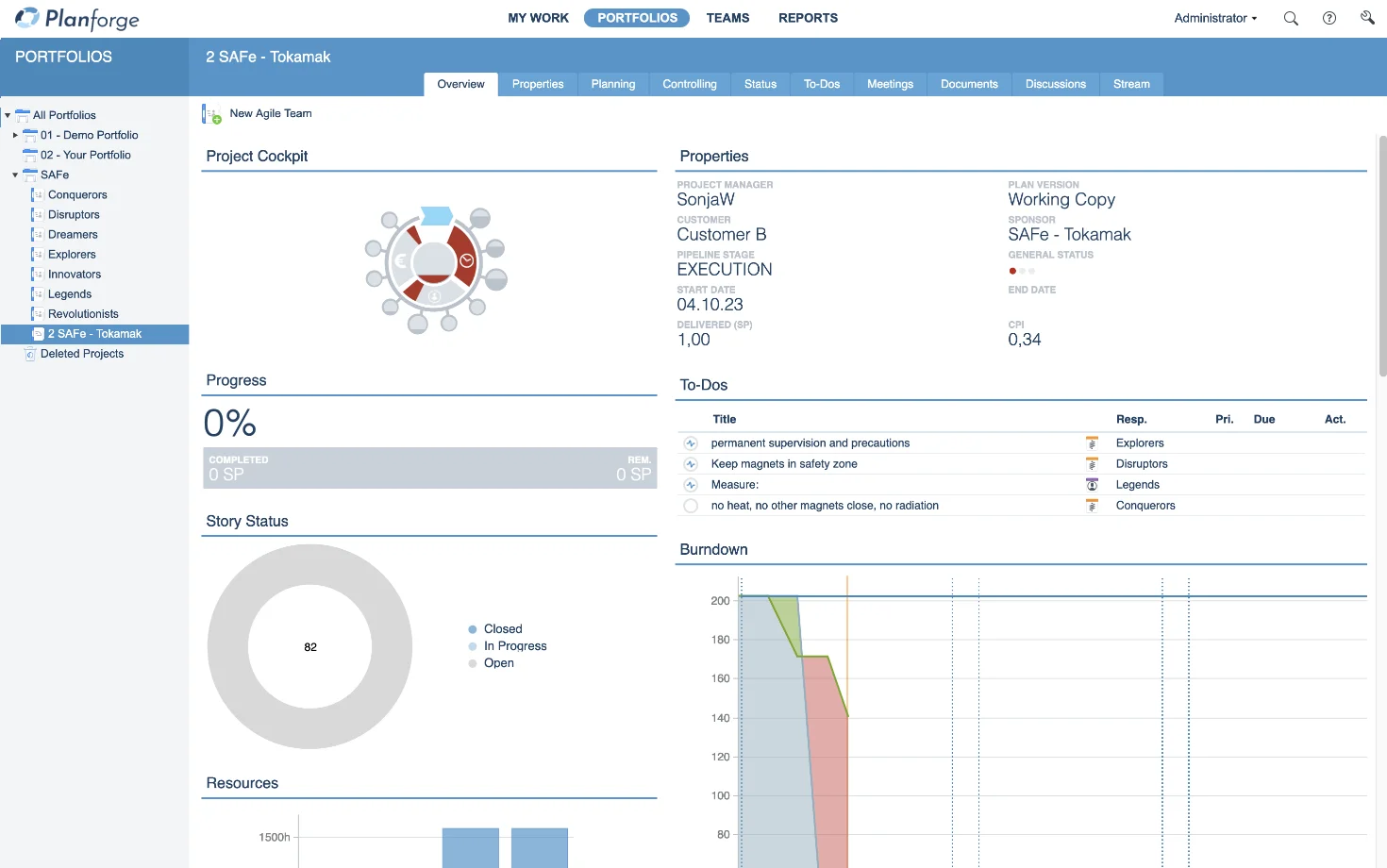 Ssafe-agile-team-dashboard-enterprise-agile-planning-tool-by-planforge